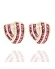 2 Row Ruby Crossover Stud Earrings in Yellow Gold