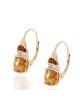 Citrine, Madeira Citrine, and Diamond Earrings in Yellow Gold