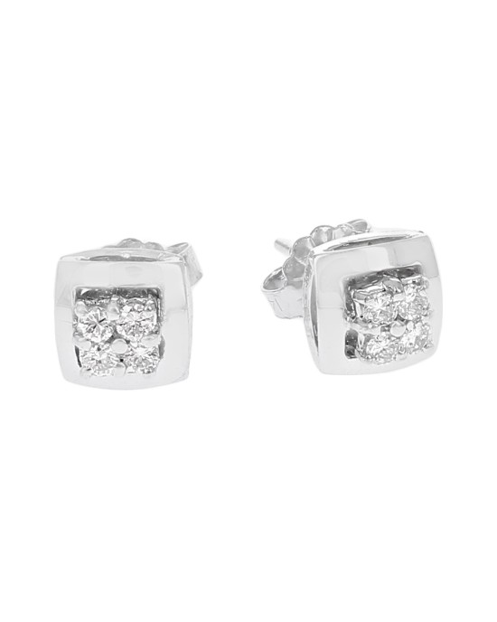 Diamond Square Curved Stud Earrings
