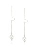 Diamond Floral Motif Threader Earrings in White and Yellow Gold