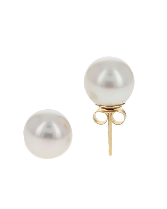 Pink Rose Freshwater Pearl Studs in Yellow Gold
