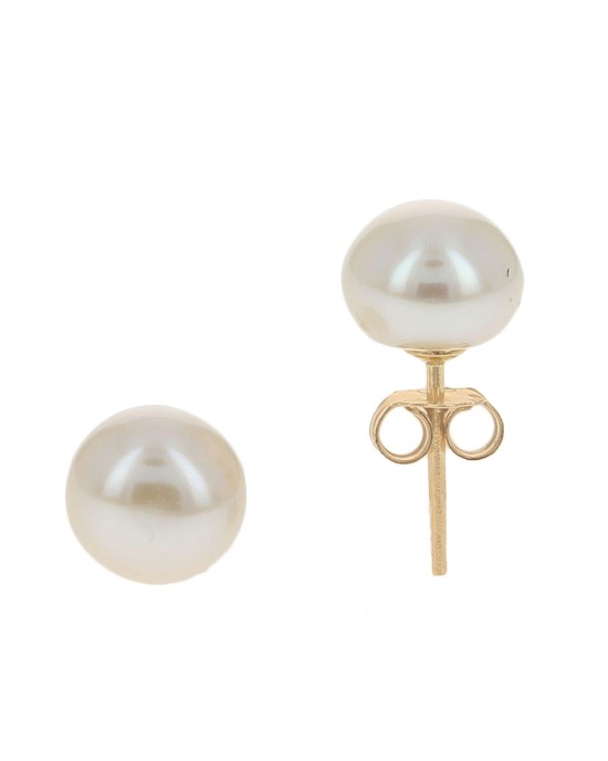 Cream Freshwater Pearl Button Stud Earrings