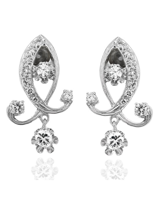 Vintage Diamond Crossover Drop Earrings