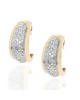 Pave Diamond J Curve Earrings in White and Yellow Gold