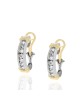 Diamond Omega Back Earrings in White and Yellow Gold