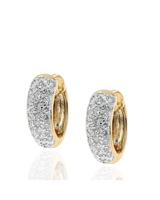 Diamond Pave Huggie Earrings in Gold