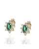 Emerald and Diamond Halo Stud Earrings in Yellow Gold