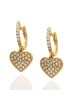 Diamond Pave Heart Charm Diamond Mini Hoop Earrings