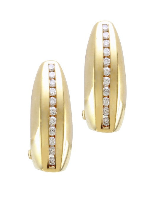 Channel Set Diamond Bar Earrings in 14K Yellow Gold