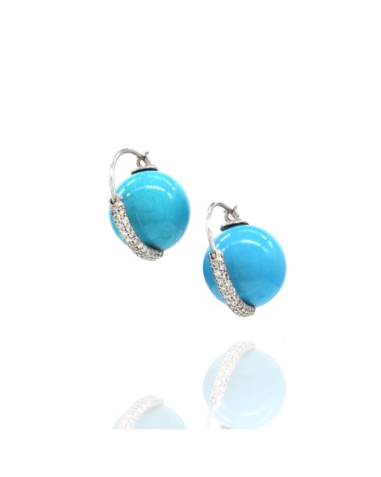 Atelier Marisa Orbit 8 Turquoise and Diamond Earrings in Gold