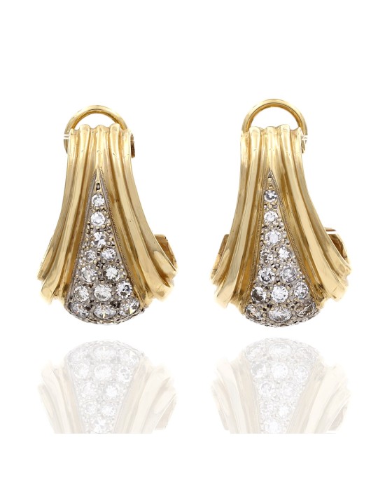 14KY Diamond Pave Triangular Shape Earrings