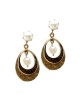 Open Teardrop Pearl Dangle Earrings in Gold