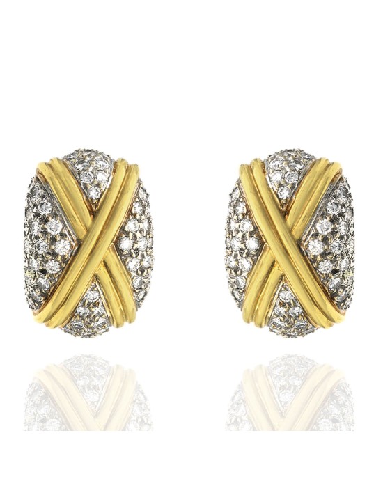 Diamond Pave X Curved Earrings