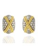 Diamond Pave X Curved Earrings