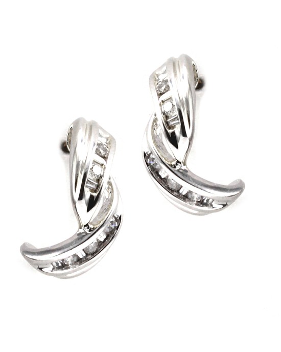 14K Diamond Scalloped Earrings