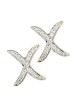 Diamond 'X' Earrings with Milgrain Accent in White and Yellow Gold