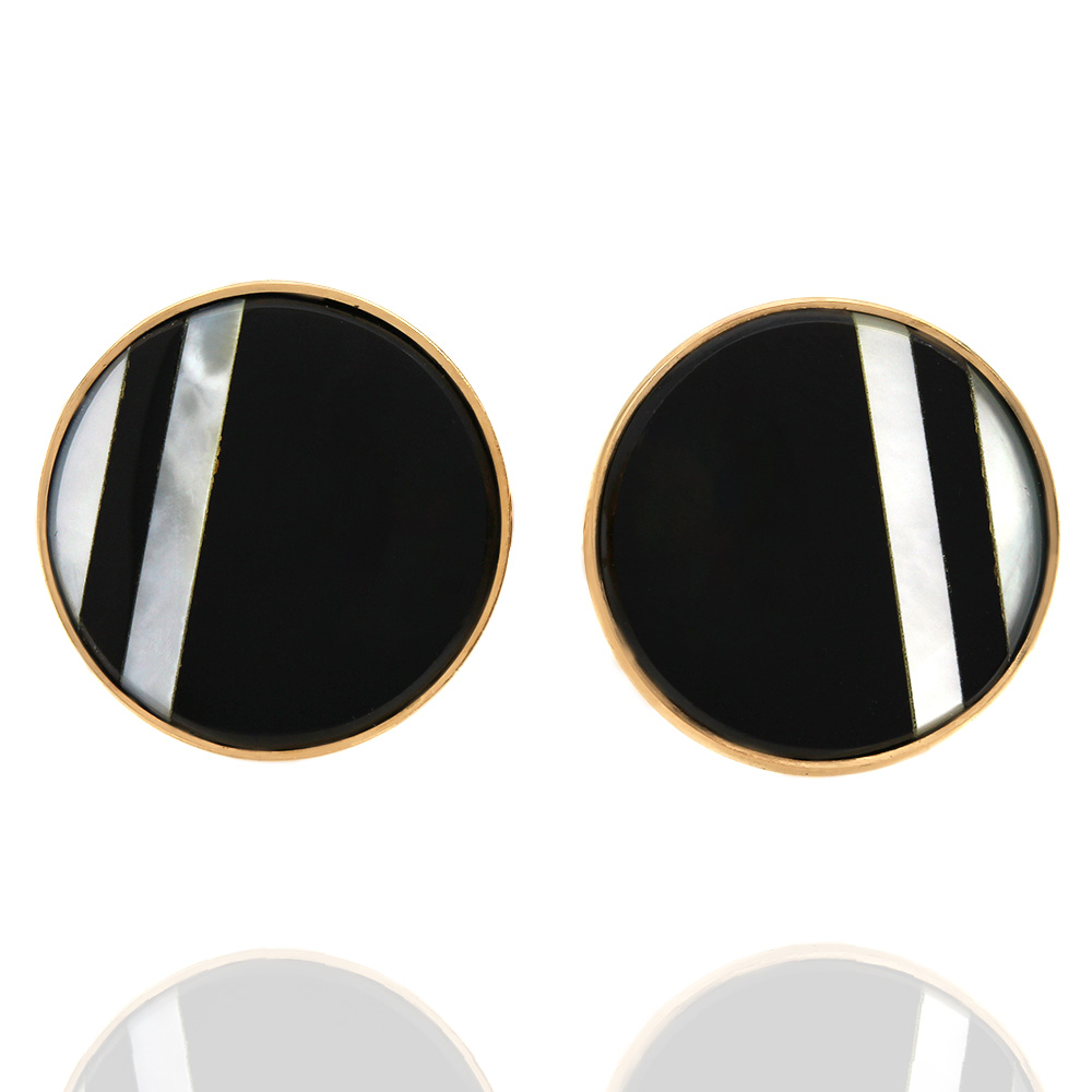 Details about   New Classic Hexagon Mother of Pearl And Onyx Cufflink  1196 