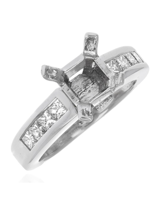 Diamond Semi Mounting Ring in Platinum