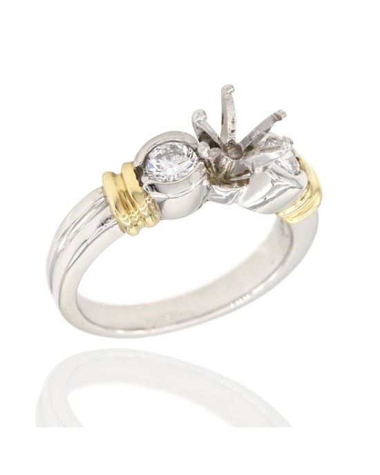 Diamond Engagement Ring Mounting in Platinum and Gold