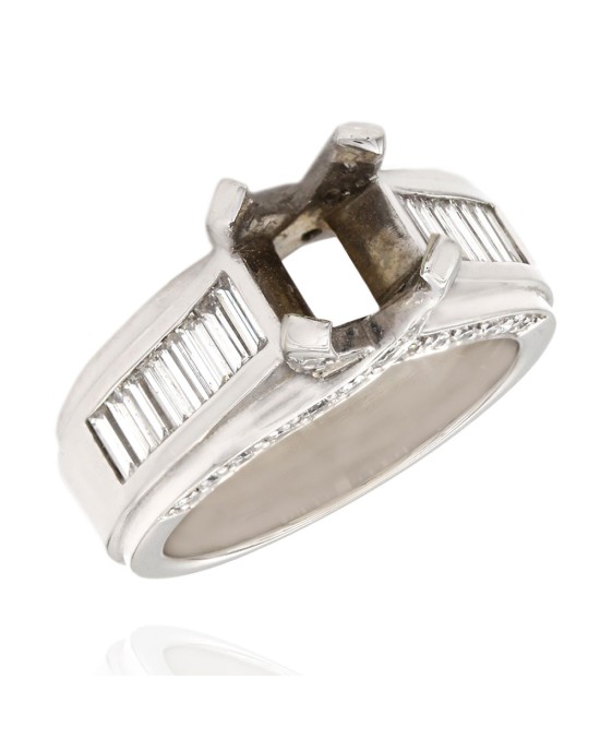 Mixed Cut Diamond Ring Mounting in 18K White Gold