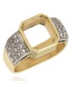 Pave Diamond Mounting with European Foundation in 18k White and Yellow Gol