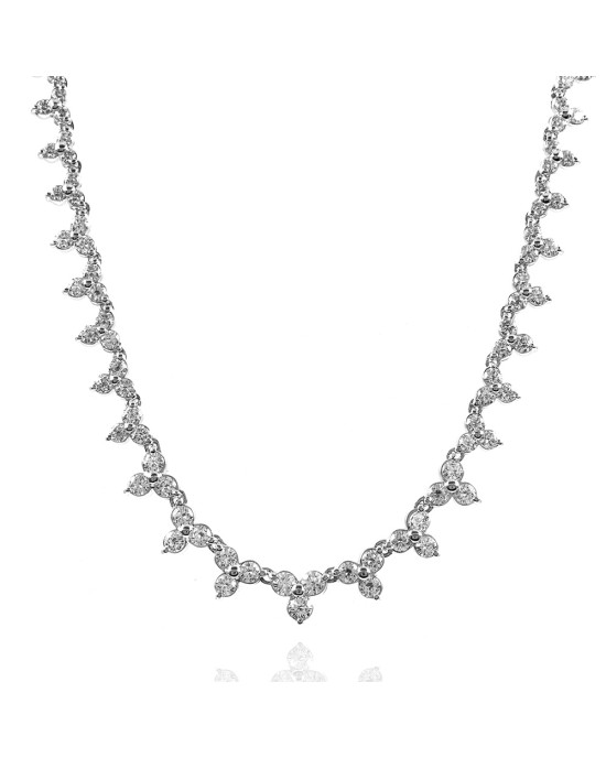 Diamond Trefoil Link Necklace in Gold