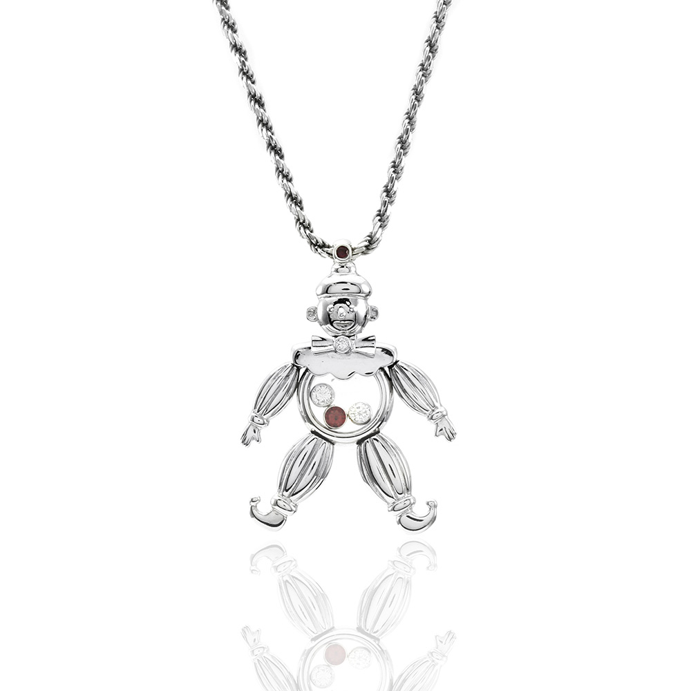 Chopard Happy Clown Floating Diamond and Ruby Necklace in White Gold