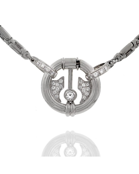 Baraka Link Chain Necklace with Diamond Pave Circle Center