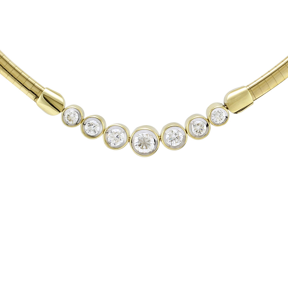 Omega Necklace with Diamond Center in Gold