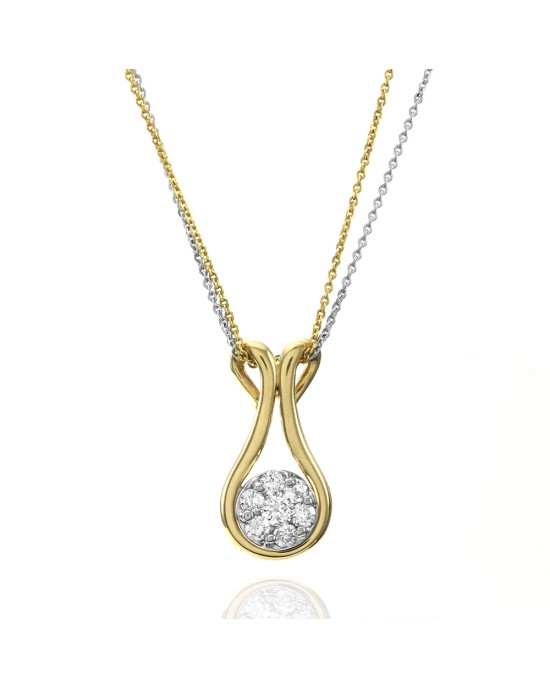 Diamond Pave Elongated Drop on Double Chain Necklace