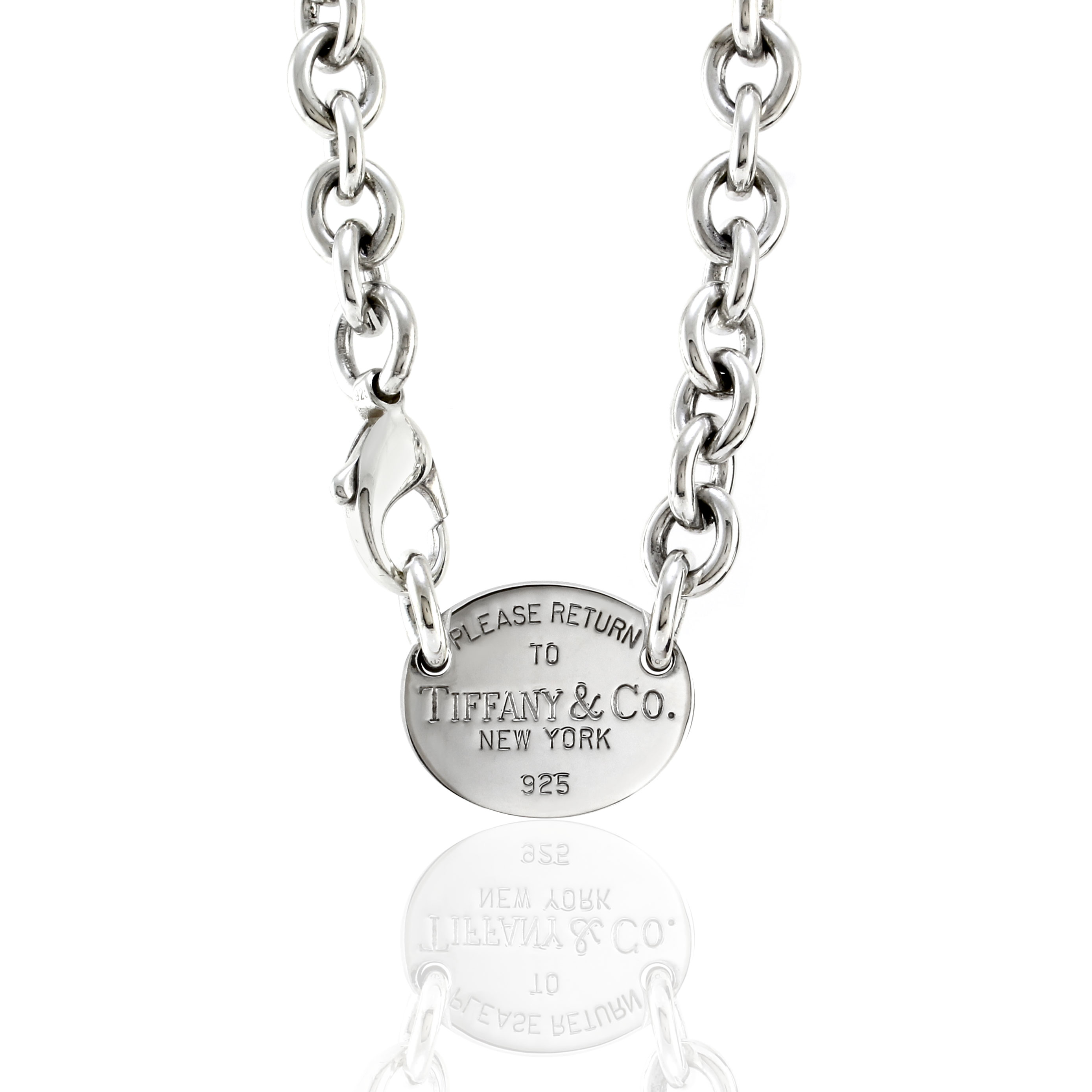 Tiffany & Co. Oval Tag Necklace in Silver