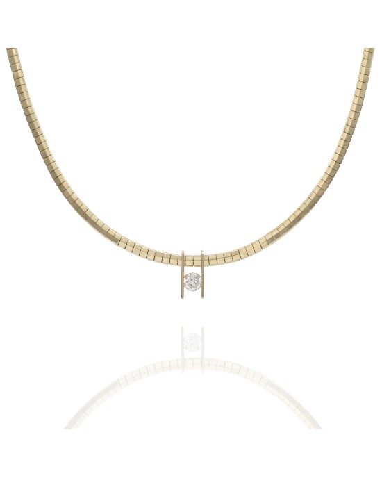 Omega Necklace with Diamond Solitaire in Gold