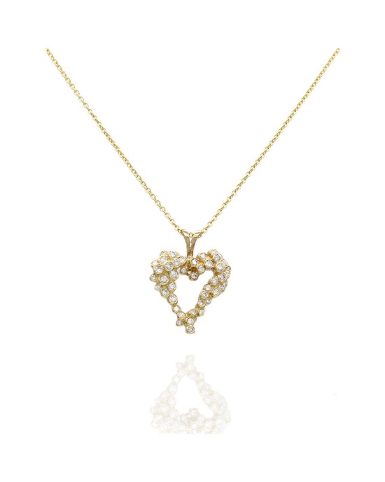 Diamond Cluster Heart Necklace in Gold