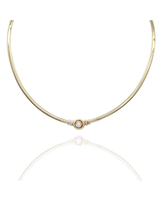Diamond Solitaire Omega Necklace in Gold