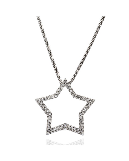 14KW Diamond Open Star Necklace
