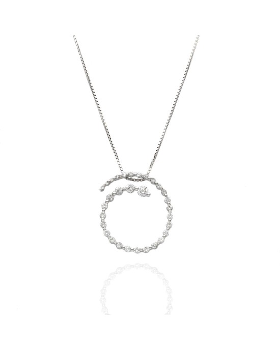 14KW Endless Circle Diamond Drop Necklace