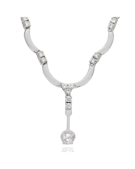 Diamond Scalloped Necklace in White Gold