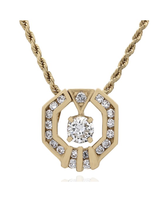 Diamond Drop on Rope Chain Necklace