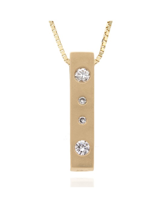 Gauthier Flush Set Diamond Drop on Box Chain Necklace