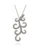Pave Diamond Swirl Necklace in 14k White Gold
