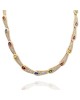 Multi Color Sapphire and Diamond Pave Link Necklace