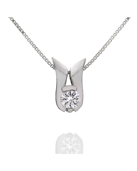 Diamond Solitaire Winged Drop Necklace