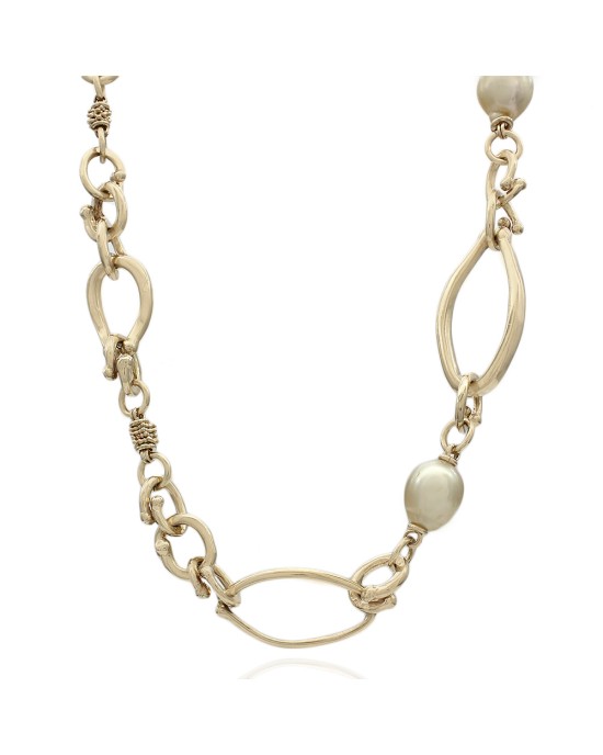 South Sea Pearl Mixed Link Chain Necklace