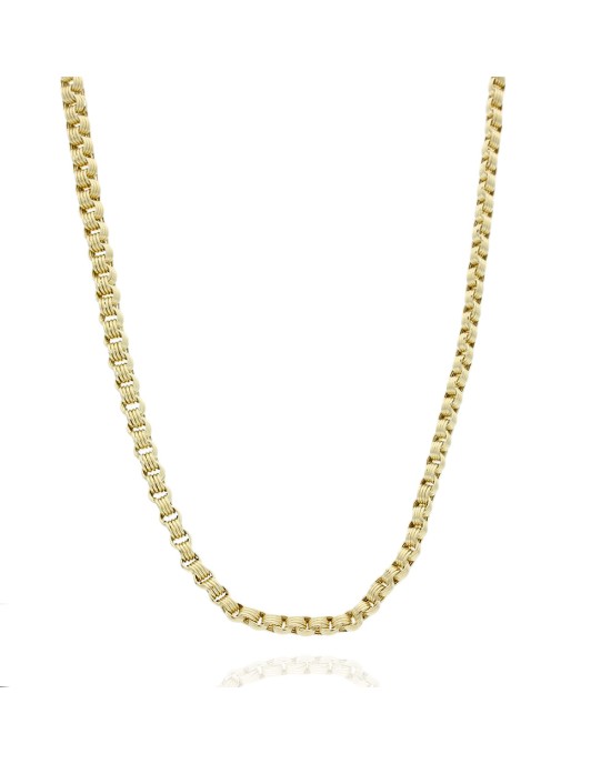 Fancy Rolo Link Necklace in Yellow Gold
