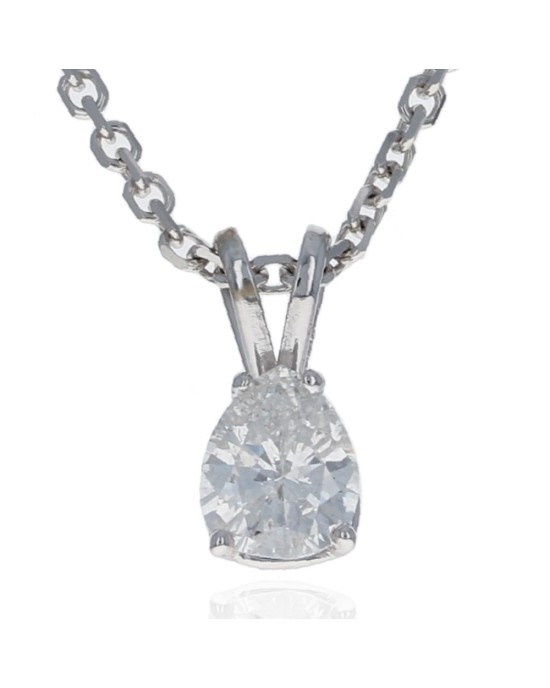 Pear Shape Diamond Solitaire Drop Necklace