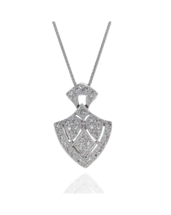 Micro Pave Diamond Shield Style Drop Necklace