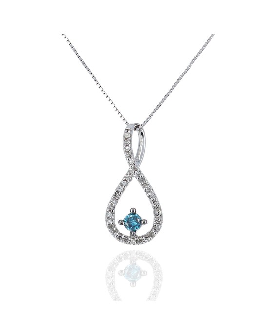 Irradiated Blue and White Diamond Drop Necklace