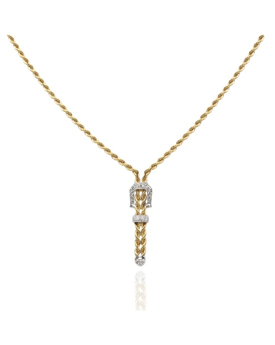Diamond Buckle Drop Rope Chain Necklace