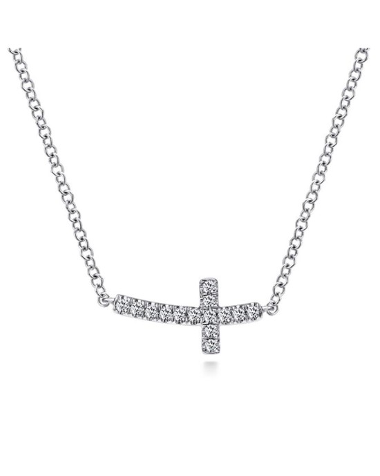 Gabriel & Co. Diamond Sideways Cross on Cable Chain Necklace
