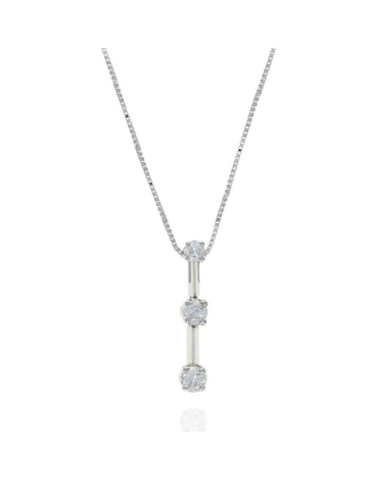 Three Stone Diamond Drop on Box Chain Necklace